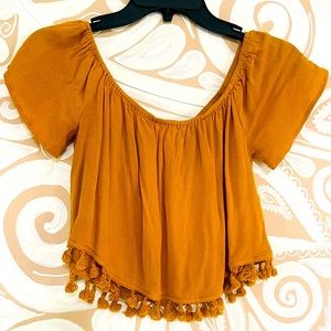 Mustard yellow off the shoulder top